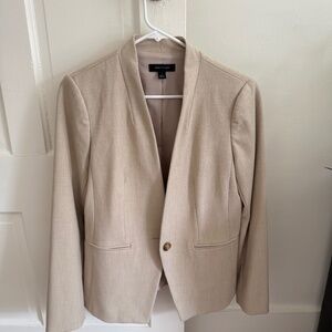 Tan Collarless Blazer Ann Taylor